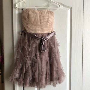 Sparkly Beige Strapless Party Mini Dress